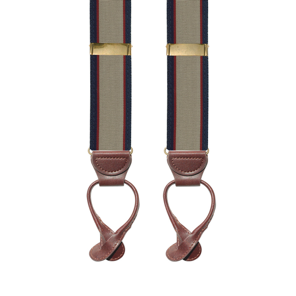 Tan &amp; Burgundy &amp; Navy Grosgrain Ribbon Brace