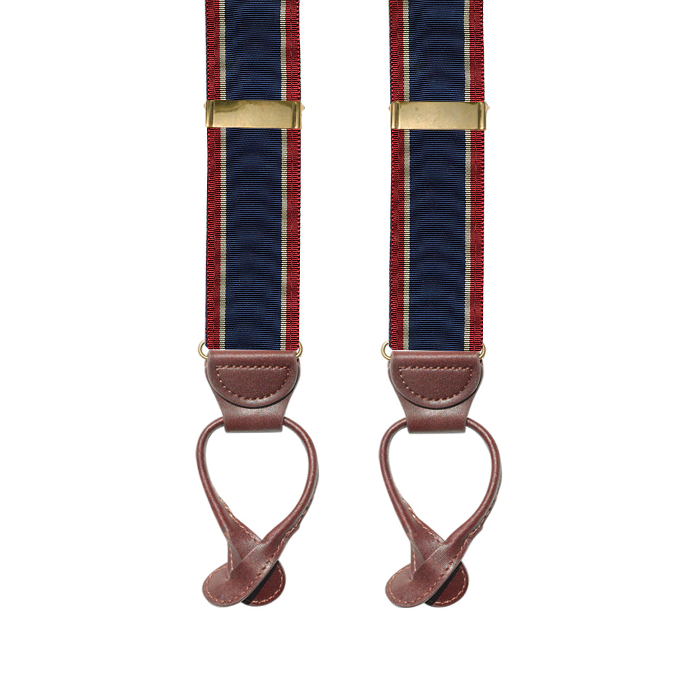 Navy &amp; Tan &amp; Burgundy Grosgrain Ribbon Brace