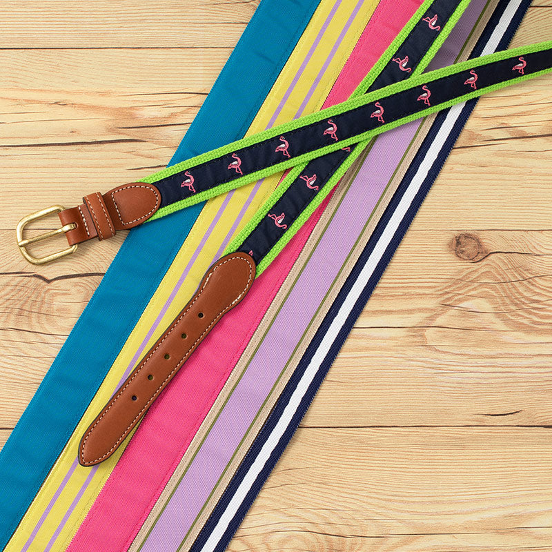 Barrons-Hunter Lavender, Tan & Green Stripe Key Ring