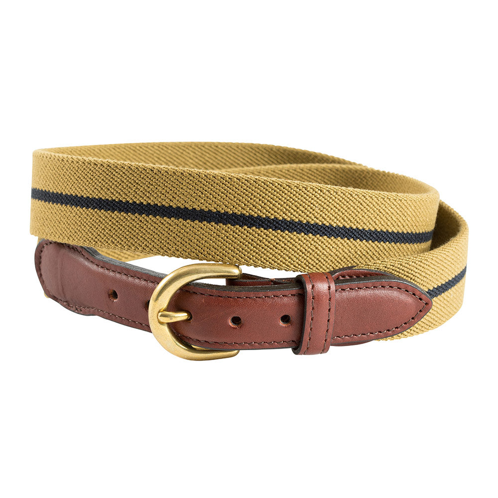 Ochre & Navy Belgian Stretch Leather Barrons-Hunter - Tab Belt