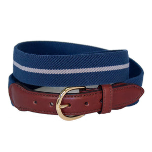 Blue & Grey Belgian Stretch Barrons-Hunter - Belt Tab Leather