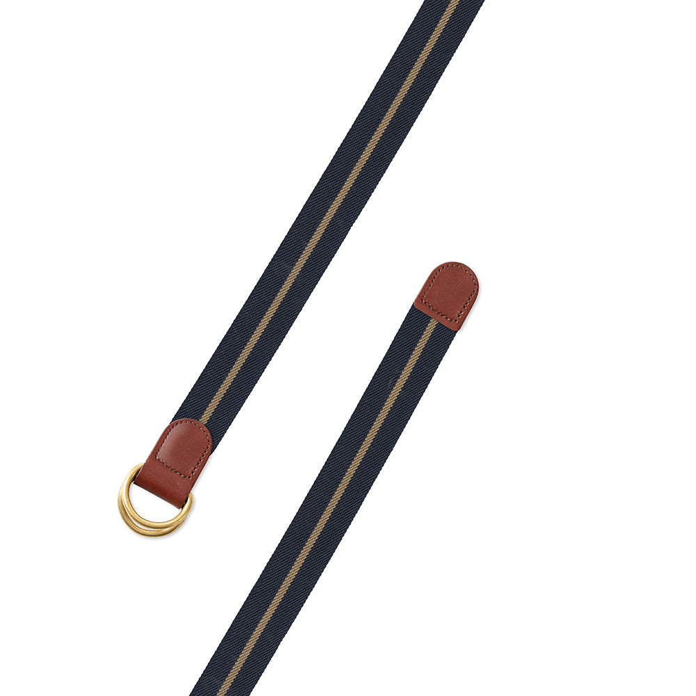 Navy &amp; Khaki Belgian Stretch D-Ring Belt