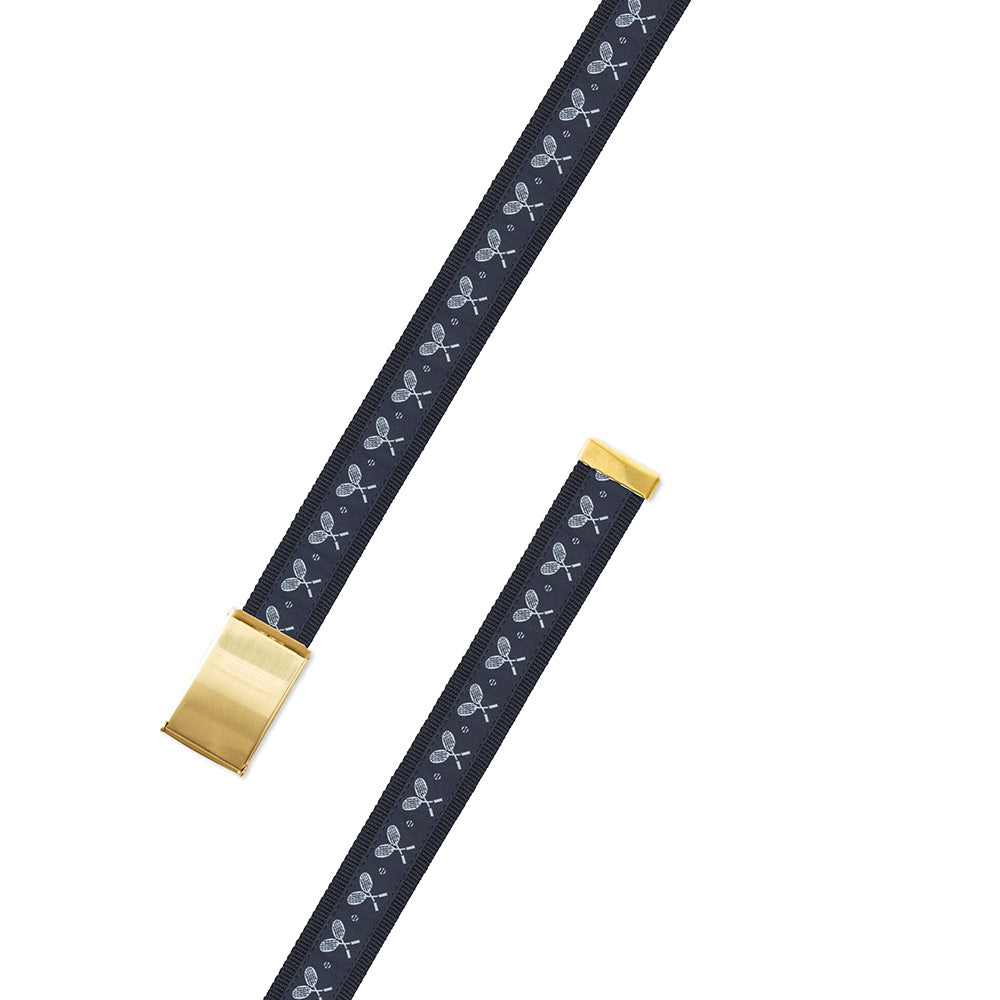 Navy Tennis Motif Military Buckle Belt