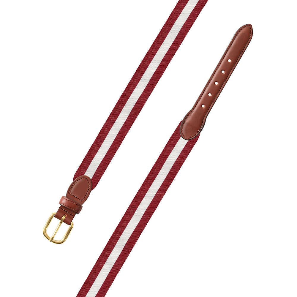 Crimson &amp; White Grosgrain Ribbon Children&#39;s Belt