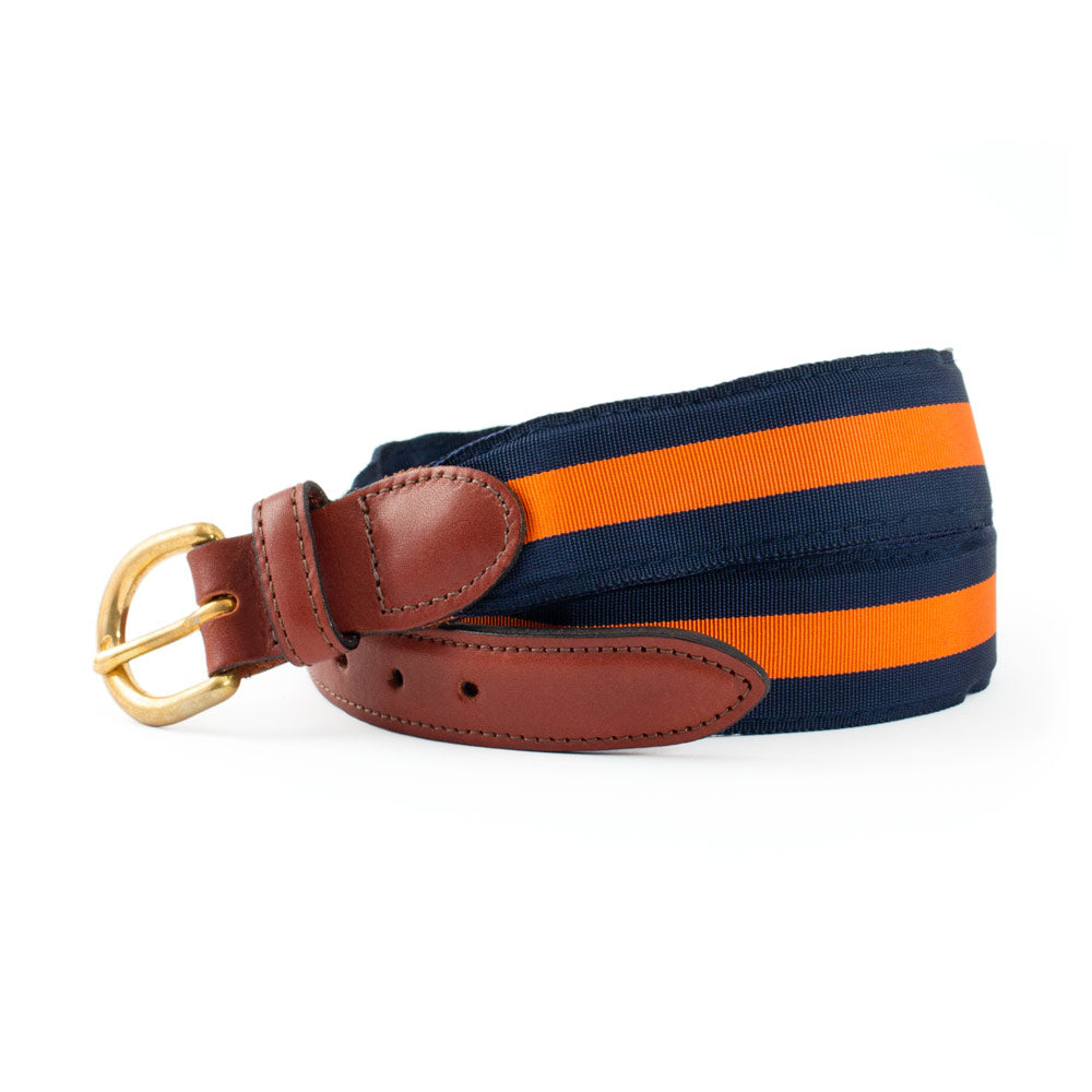 Navy &amp; Orange Grosgrain Ribbon Children&#39;s Belt