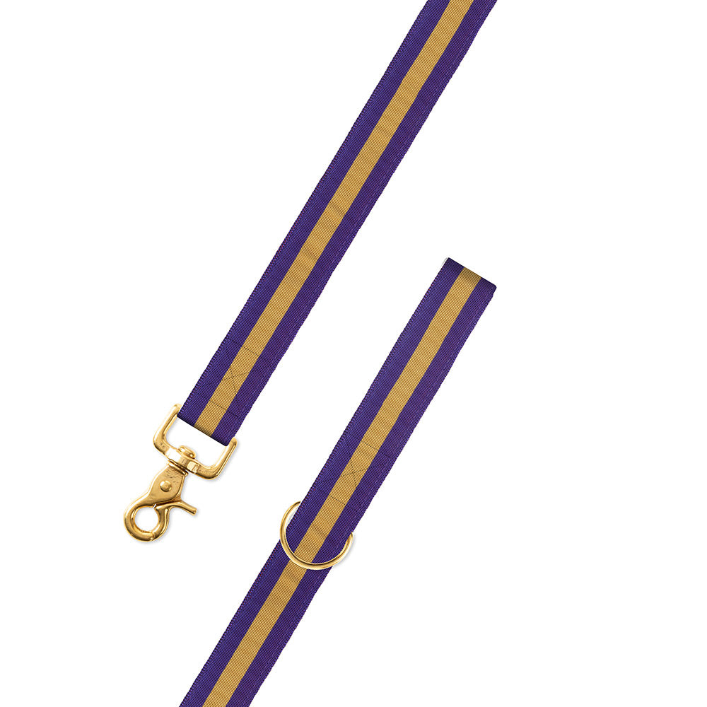 Purple &amp; Gold Grosgrain Ribbon Dog Leash