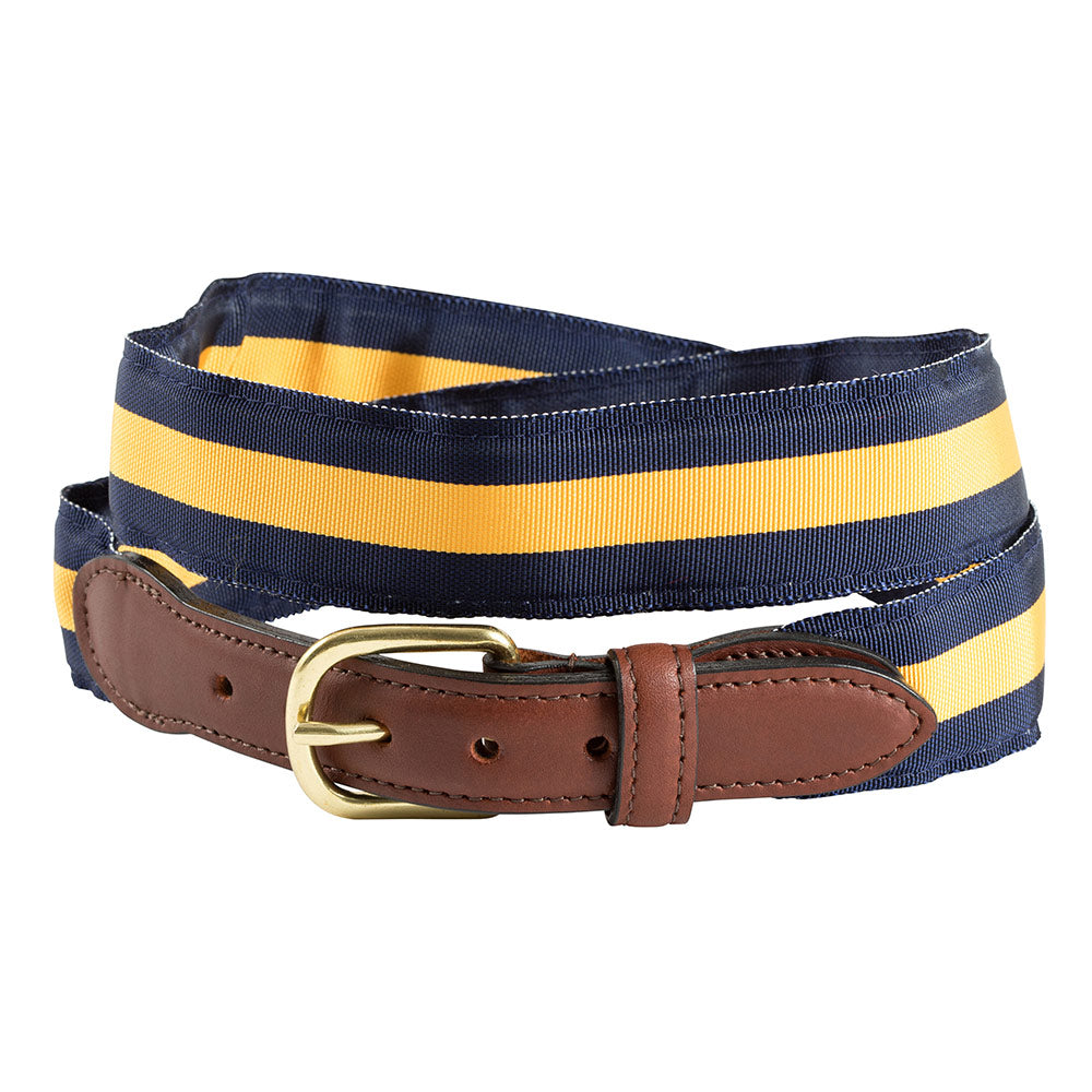 Navy &amp; Maize Yellow Grosgrain Ribbon Children&#39;s Belt