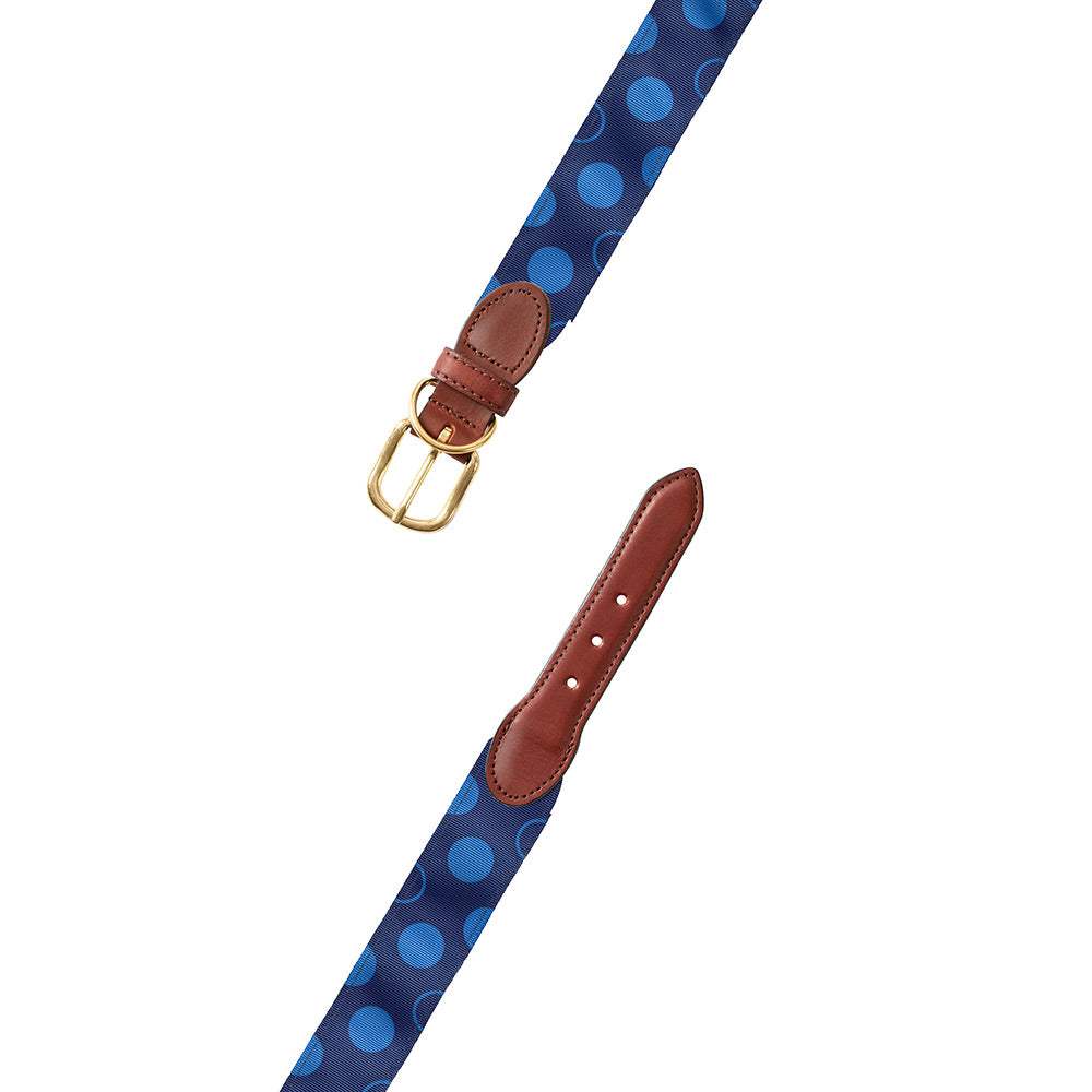 Dots on Blue Grosgrain Ribbon Dog Collar